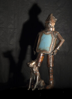 "Un chien et son maître" fer polychrome 95x37x40cm (2008)